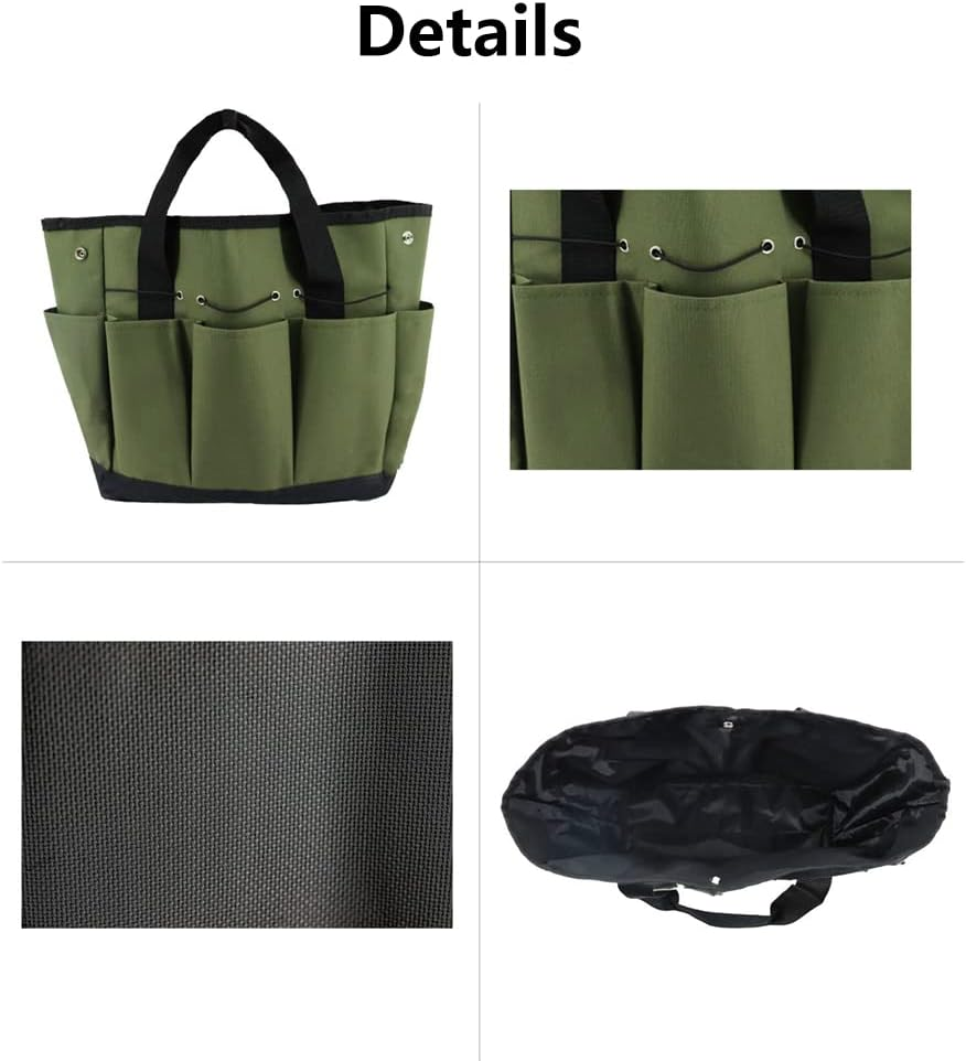 Tophomer Portable Tool Box Multi-Purpose Deluxe Garden Tool Storage Bag with Pockets (Green)