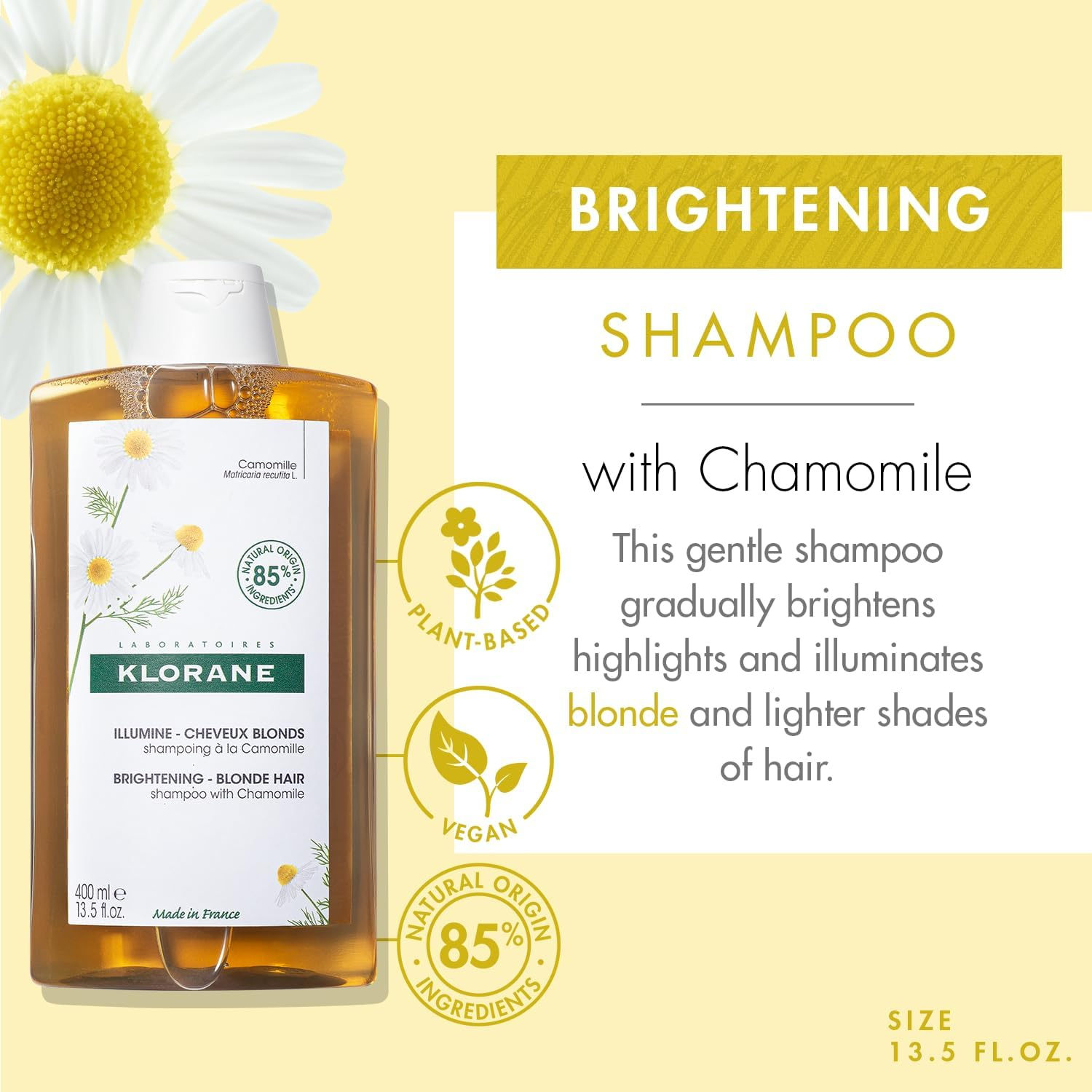 Klorane Shampoo with Chamomile (Brightening Blonde Hair) 400Ml/13.5Oz image number 6