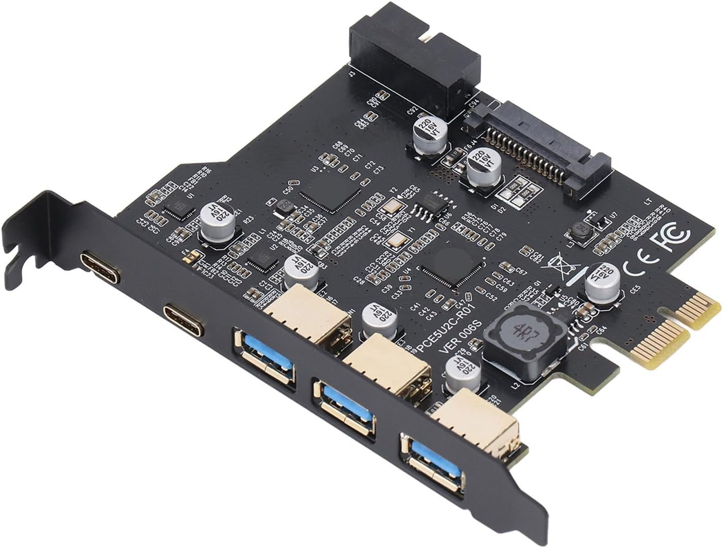 Pcie to USB 3.2 Gen 2 Card, 20 Gbps Bandwidth, 3 USB Type a and 2 USB Type C 5 Ports, PCI Express Expansion Card for Win Linux OS X PC image number 1