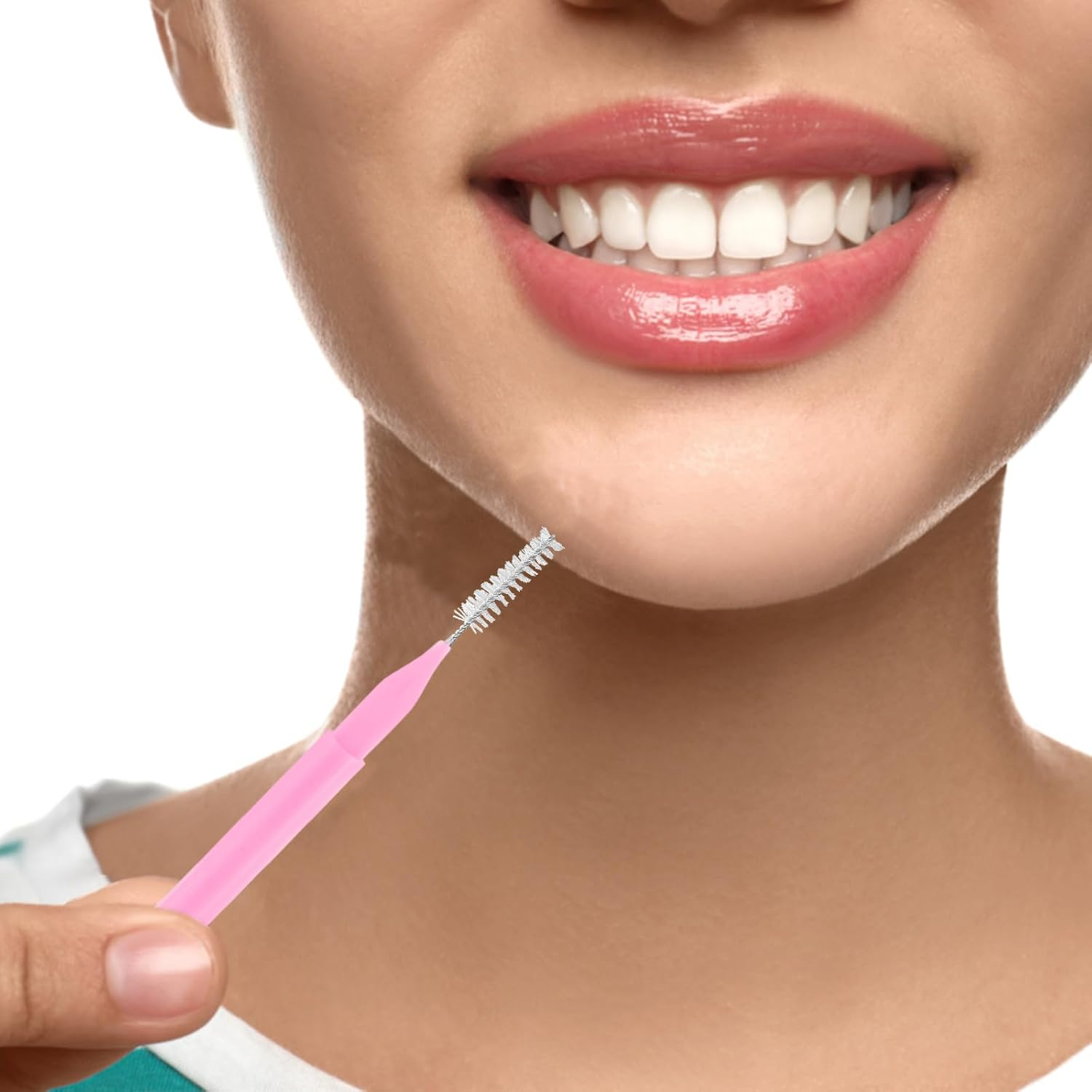 Abaodam 100Pcs Pink Interdental Brush Set for Braces Teeth Cleaning, Portable Toothpick Brush Picks for Orthodontic Care and Travel Oral Hygiene image number 6