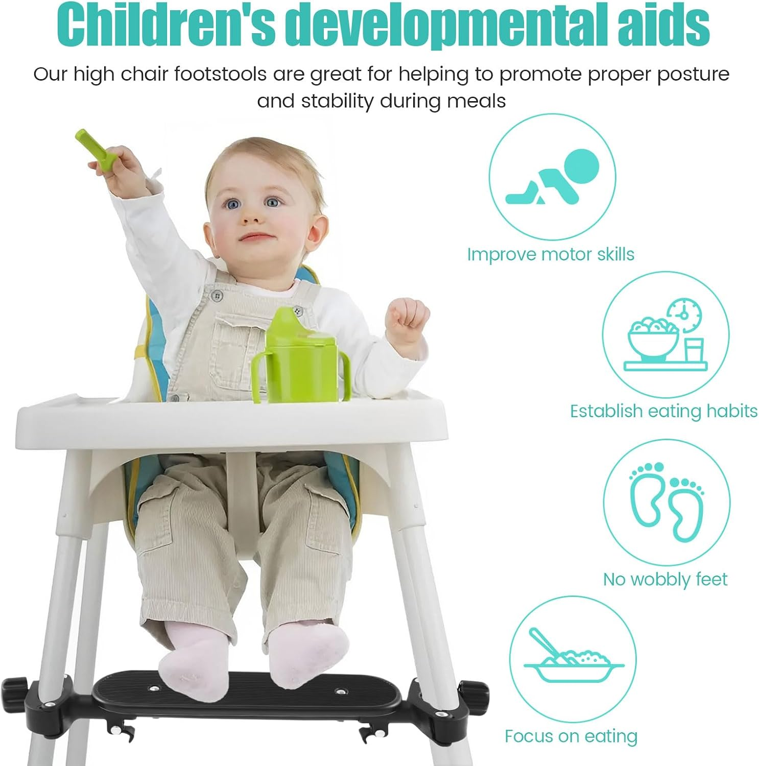 High Chair Footrest Footrest for Baby Highchair Adjustable Highchair Foot Rest Non-Slip Highchairs Foot Rest for Baby Highchair Accessories Compatible with Most Highchairs image number 4