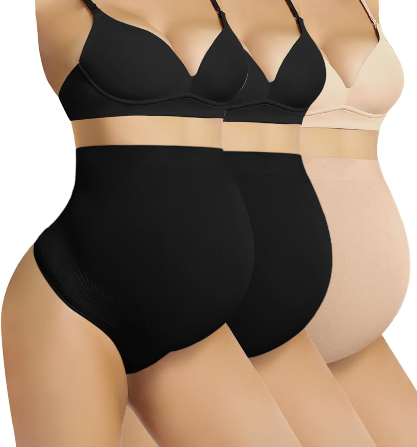 Seamless Maternity Shapewear over Belly Support Thong High Waist Underwear Panties for Pregnancy