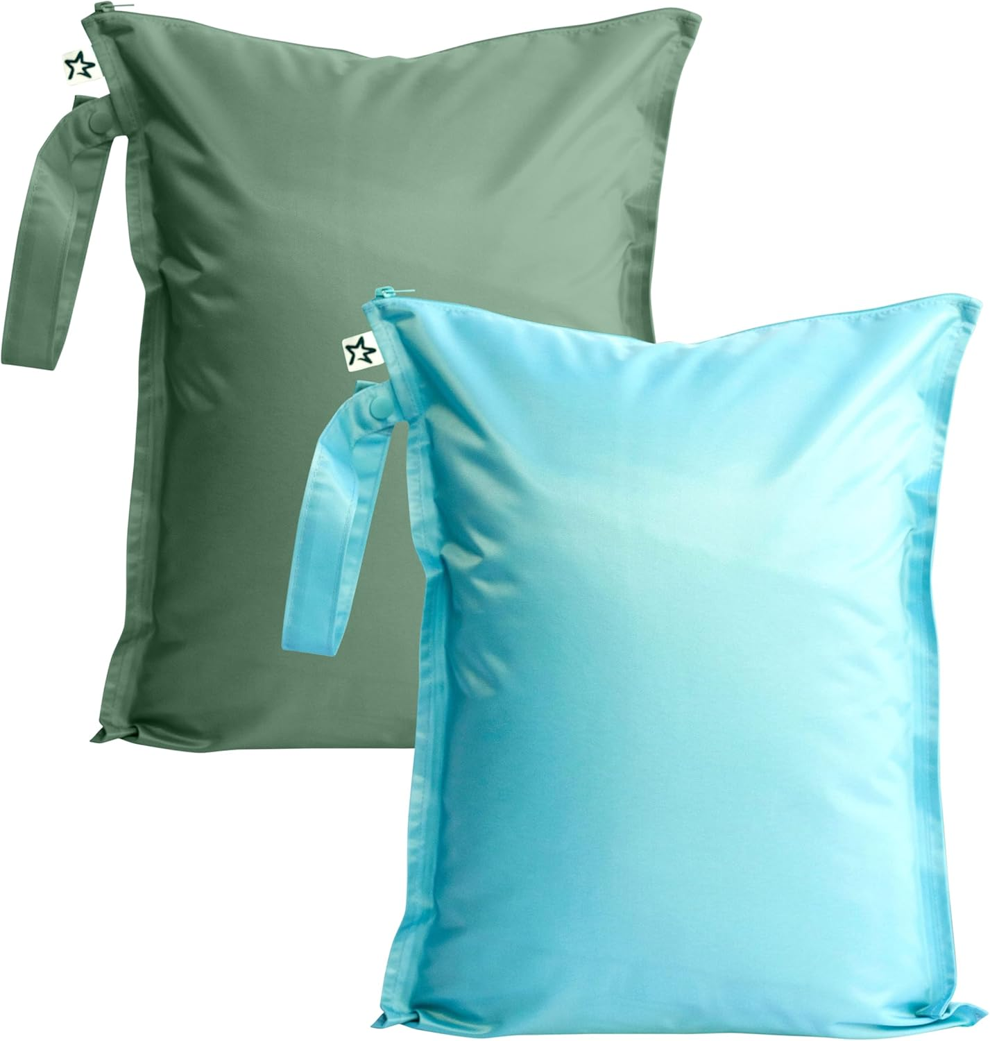 Tiny Twinkle Mess-Proof Wet Bags 2 Pack Waterproof and Washable Bag for Travel Storage, Stroller, Daycare, Baby Diapers, Yoga, Beach, Pool, Wet Toddler Swimsuits (Black, Green Checkers) image number 1