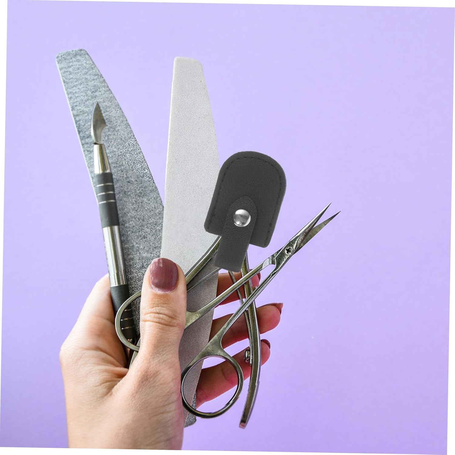 Ipetboom Pu Protective Nail Nipper Cover Sleeve for Manicure and Pedicure Tools Universal Cuticle Scissors Handle Storage Pouch Black Nail Scissor Case at Home and Salon image number 6