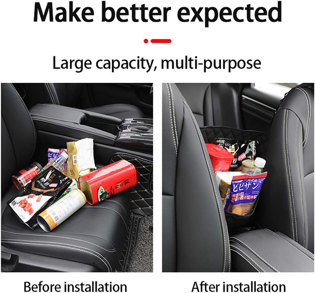 Car Purse Holder - Durable Leather Seat Back Organizer, Front Seat Storage Barrier, Pet & Kids Driver Storage Netting Pouch - Black image number 2