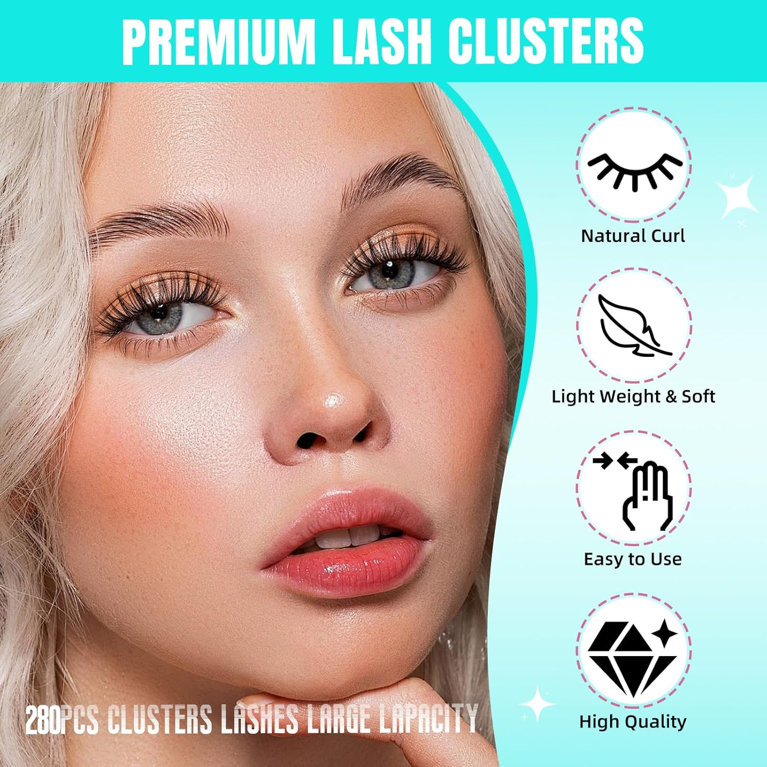 Lash Clusters 280Pcs 30D Eyelashes Cluster D Curl Individual Wispy Lashes Cluster for DIY Cluster Eyelash Extensions at Home for Beginners (30D,10Mm) image number 7