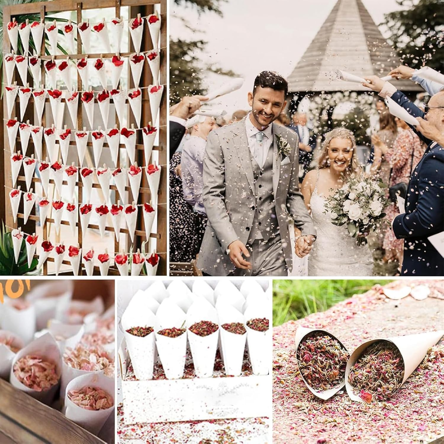 30Pcs Confetti Cones with Holder Box，Wedding Confetti Cones for Decoration Wedding Birthday Party Candy Chocolate image number 5