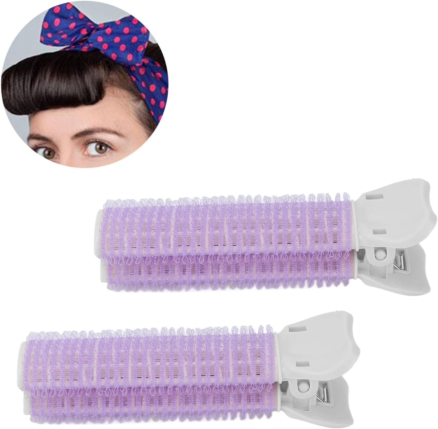 Double Layer Hair Rollers, Hair Root Clip, Portable 2Pcs Hair Volume Curler Clip Professional Ergonomic for Hair Salon for Women Girls for Home Travel DIY Hair Styling Accessories Tool (Purple) image number 4