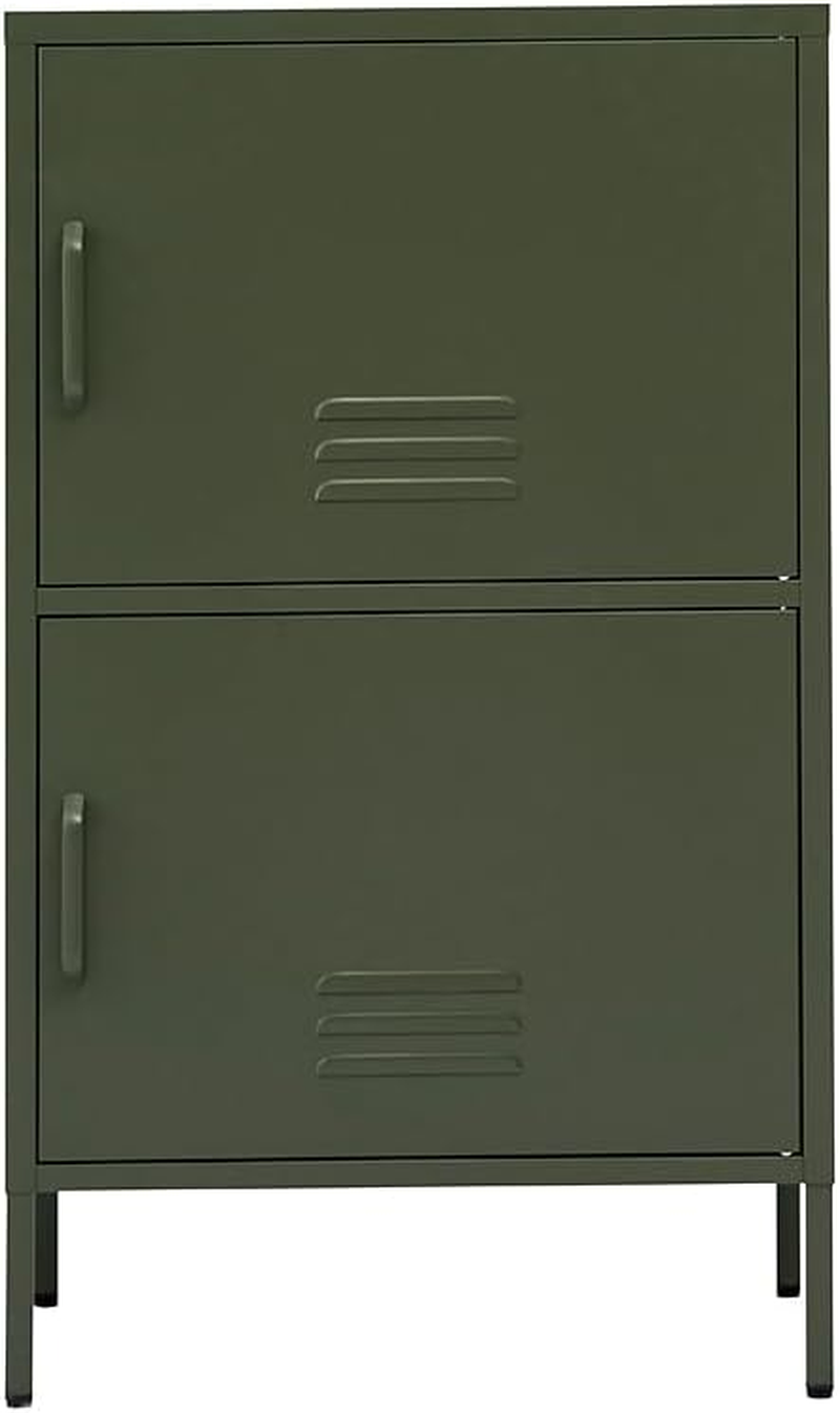 Artissin Locker, Metal Sideboard Buffet Cabinet Bedside Table Shoe Storage TV Cabinets Organiser Home Bedroom Kitchen Living Room Bathroom Furniture, Adjustable Shelves with Doors Green image number 2