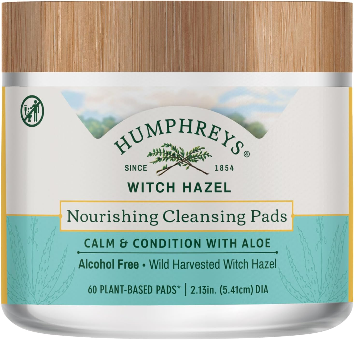 Humphreys Witch Hazel Nourishing Cleansing Pads | Wild Harvested Witch Hazel & Aloe | Hydrating, Natural Alcohol-Free Formula | 60 Rounds image number 4