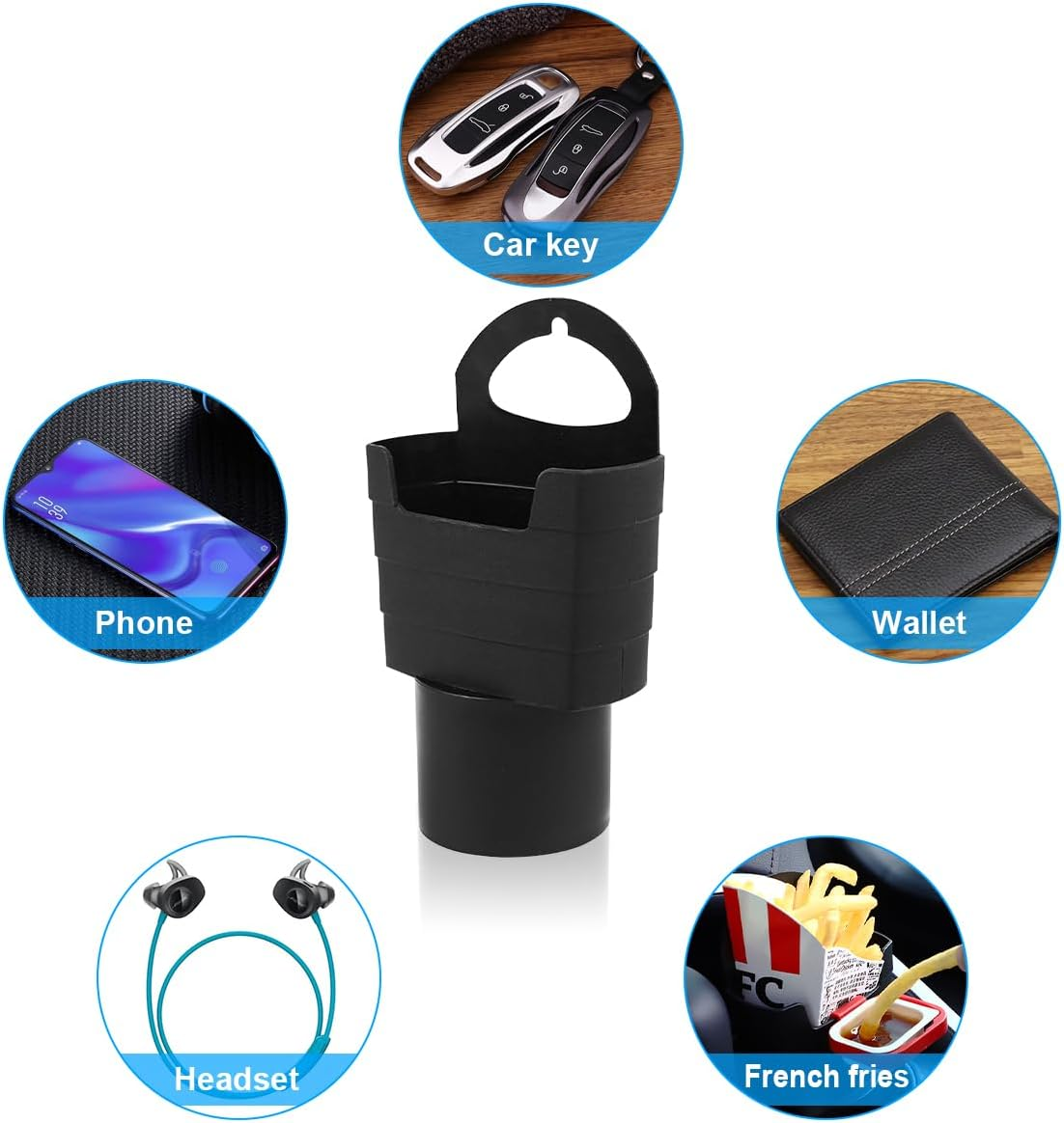 JNNJ Car French Fries Cup Holder, French Fries and Dip Sauce Holder for Car, French Fries Cup Holder, Plastic Chip Holder with Sauce Holder, Car Interior image number 1