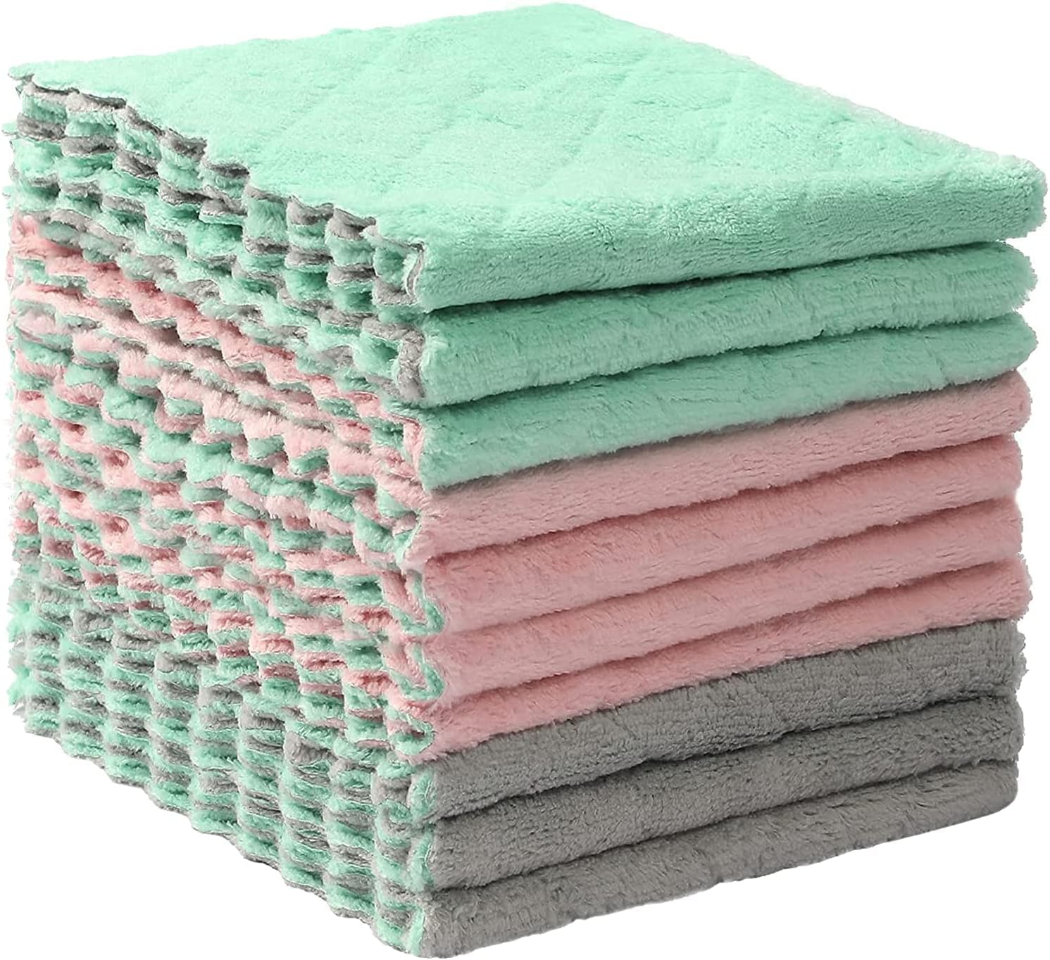 10 Pack Kitchen Dishcloths - Super Absorbent Coral Velvet Dish Cloths, 25 X 25 CM Lint-Free No Odor Microfiber Cleaning Cloth Fast Drying Dish Rags, Reusable Household Cleaning Cloths image number 2