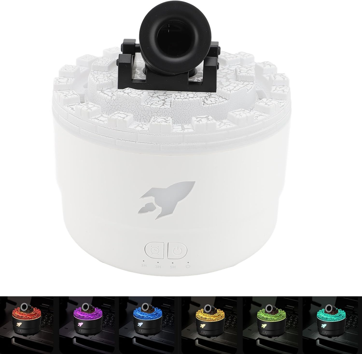 Cannon Humidifiers with Timer for Bedroom, Cannon Blast Aromatherapy Humidifier Diffuser, Essential Oil Aromatherapy Machine with Colorful LED Lights, Small Home Desktop (White) - Black image number 6