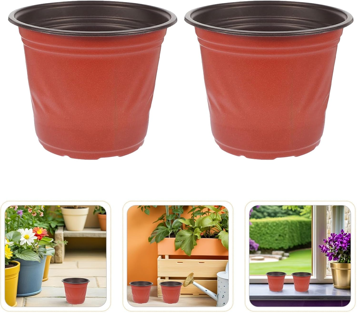 Kisangel 100Pcs Plastic Nursery Pots Drainage Holes 5.5X5.11 round Flower Transplanting Containers for Gardening Succulent Planters and Seedling Propagation image number 2