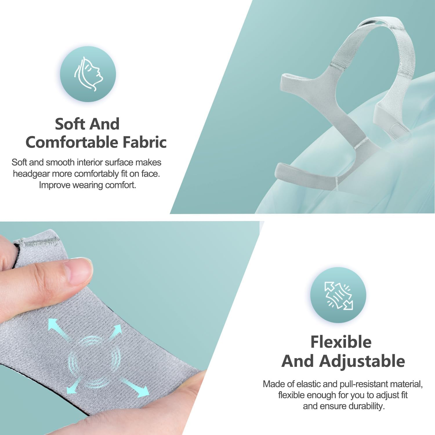 2Pack Replacement Headgear Are Compatible with WISP, Standard Mask Straps, Snugly Fit and Reduce Air Leaks, Frame and Clip Not Included, Great-Value Supplies by Airsmart.