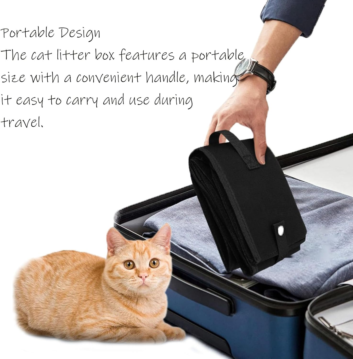 REGODI Travel Litter Box for Cats - Portable & Collapsible Cat Litter Box with Zipper Lid, No Smell & Leak-Proof Design, Easy Clean Foldable Litter Case for Car Travel, Airplane & Outdoor Use image number 5