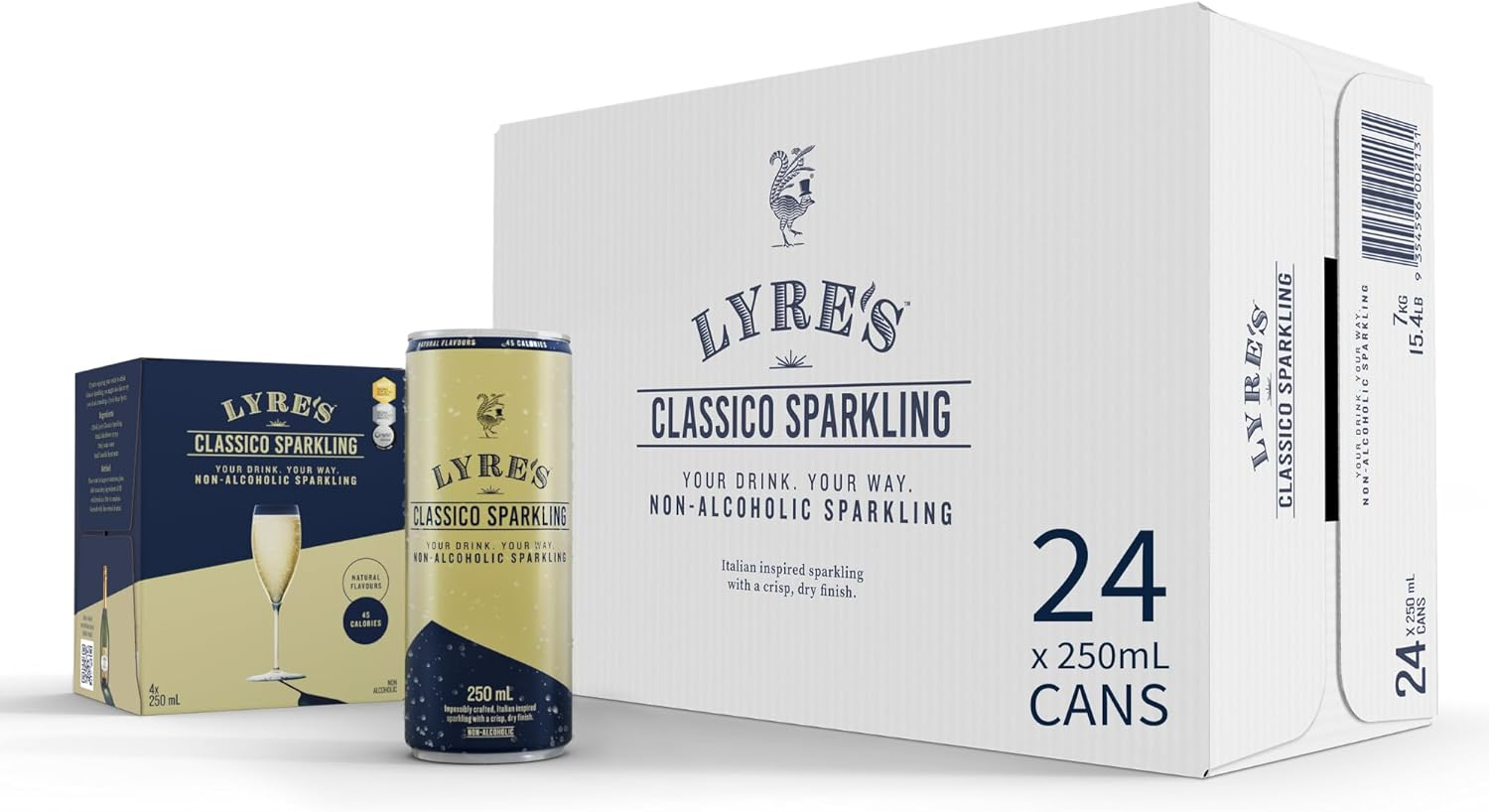 Lyre&rsquo;S Classico 24-Pack Case, Non Alcoholic Sparkling Wine, Zero Proof Sparkling Wine Alternative, Canned Mocktails, Ready to Drink, 45 Calories per Serve (250Ml X 24) image number 1