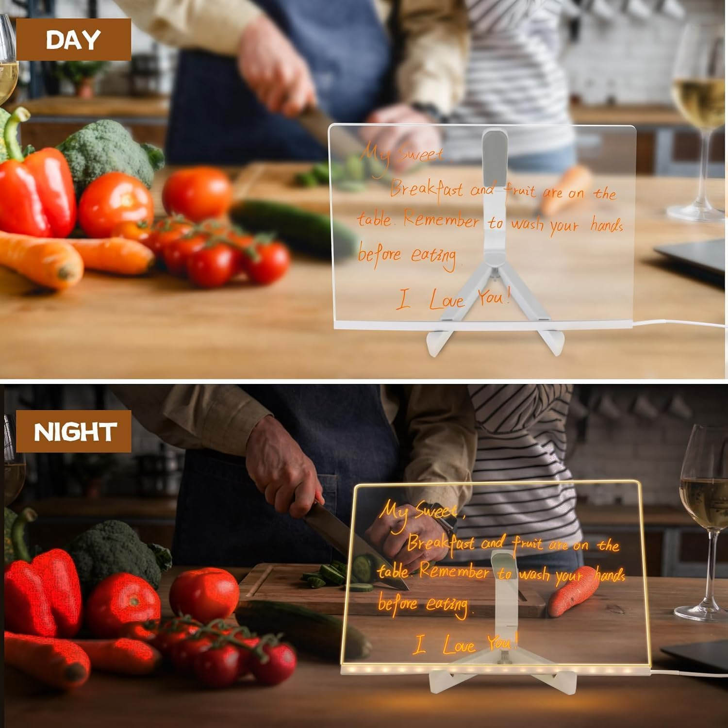 XILIYAI LED Note Board with Colors,Drawing Board, with Adjustable Stand,Rewritable Illuminated Acrylic Notepad- Includes 7 Color Pens- Ideal for Office, School, Home & Kids(11.81Inx7.87In) - 11.8*7.9 In image number 4
