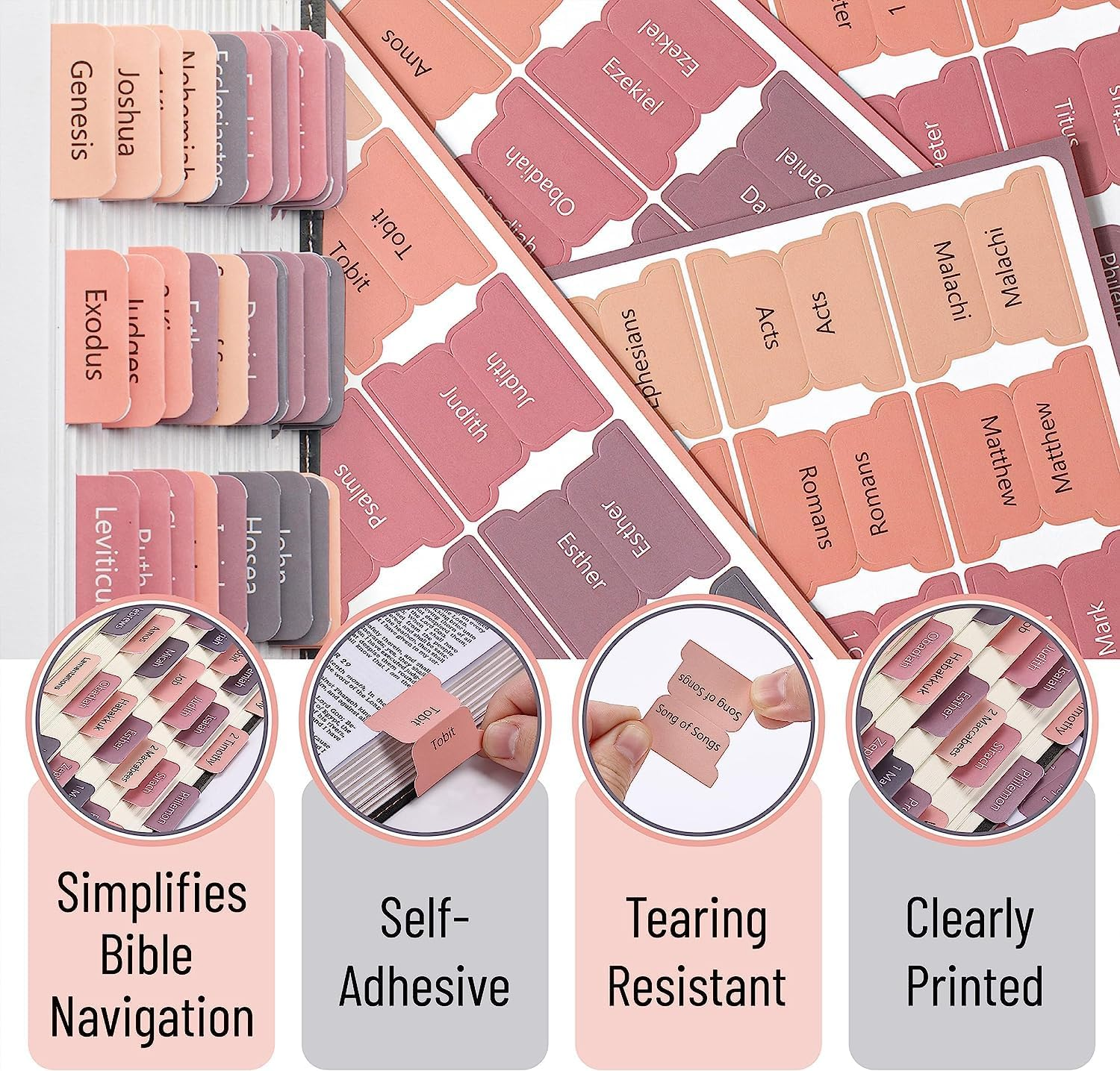 150Pcs Bible Tabs for Women and Men - Laminated Study Bible Index Labels, Color a - Mr Pen image number 2