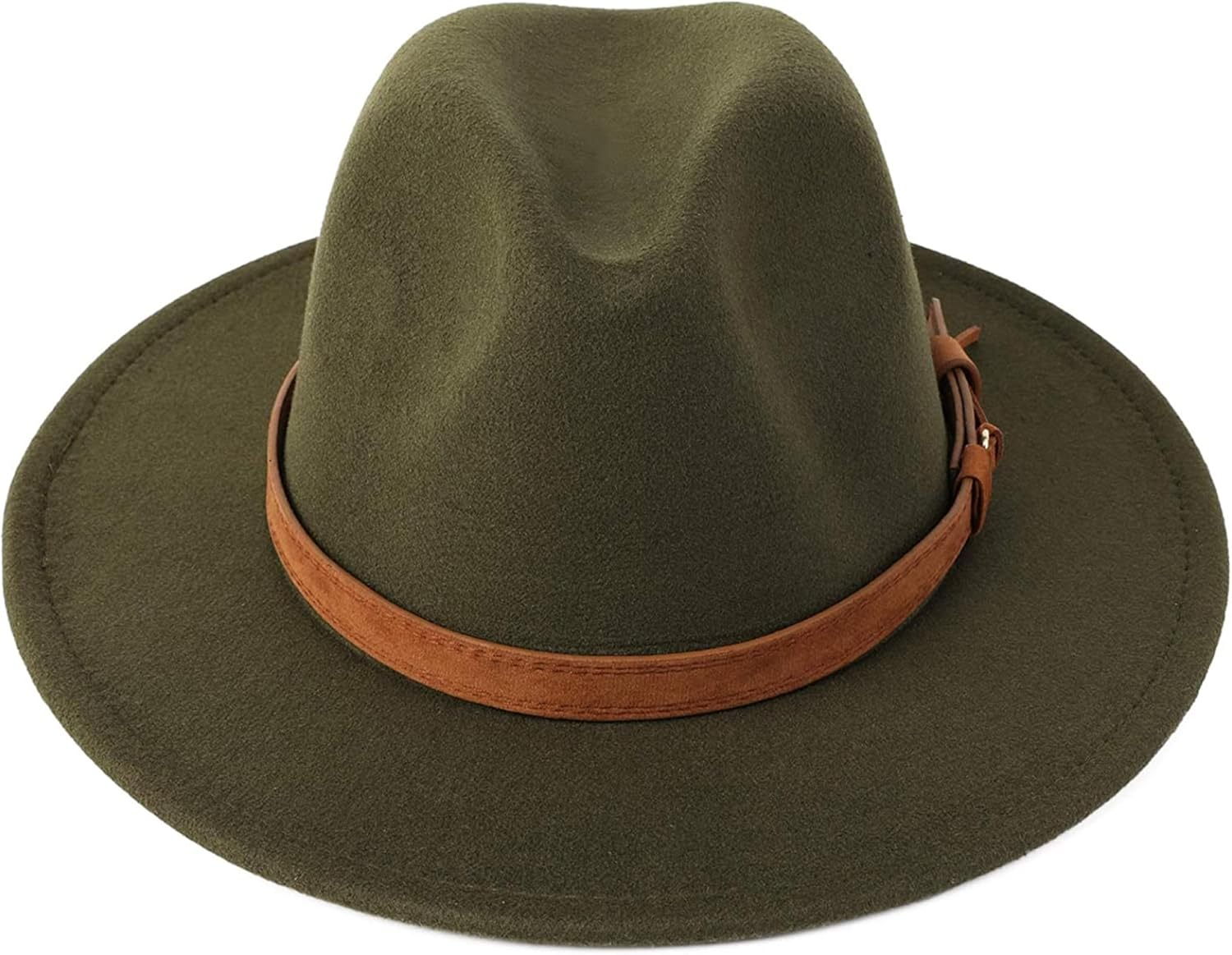 Whyzsjnclg Felt Hats for Men Women, Wide Brim Fedora Hats for Men, Classic Vintage Fedora Hat with Belt Buckle, Portable Mens Dress Hats for Winter Party Decor Felt Hats for Men Green image number 4