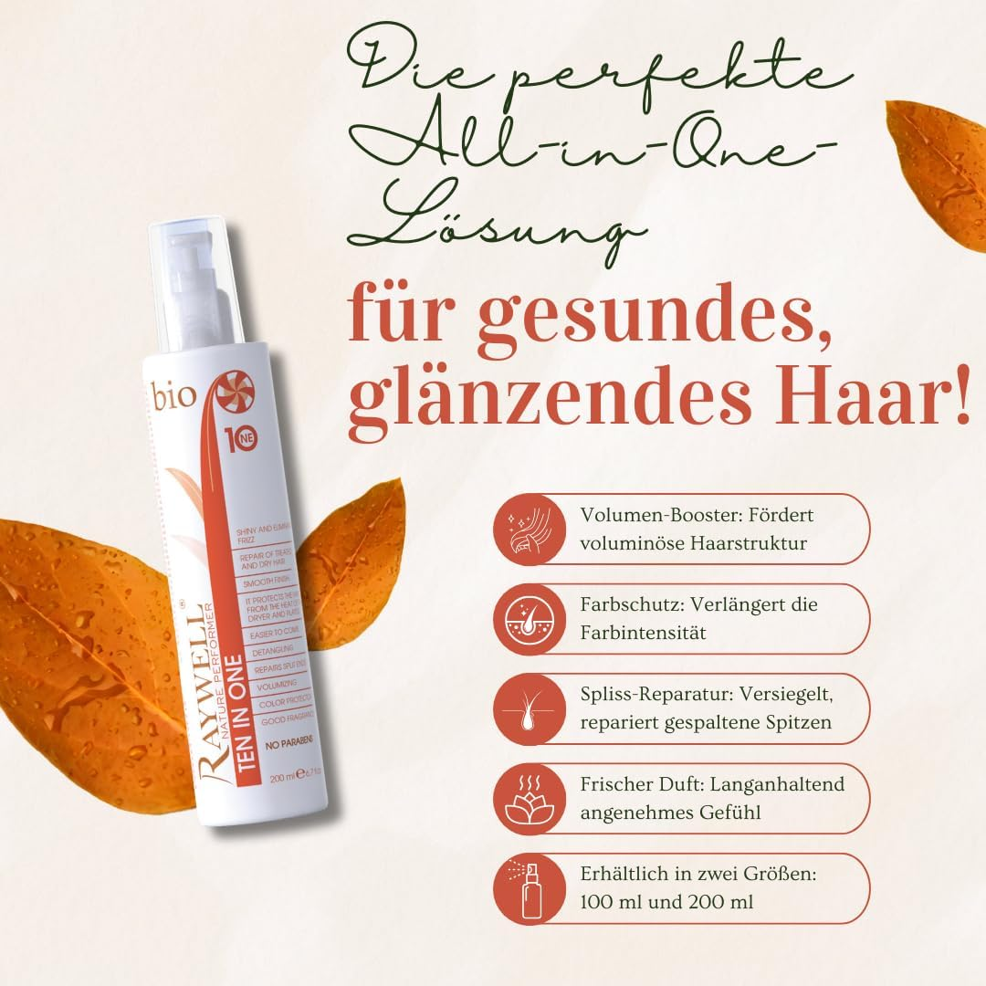 Raywell Ten in One Spray - Leave-In Hair Care with Anti-Frizz, Colour Protection, Moisture, Repair & Heat Protection for All Hair Types image number 2