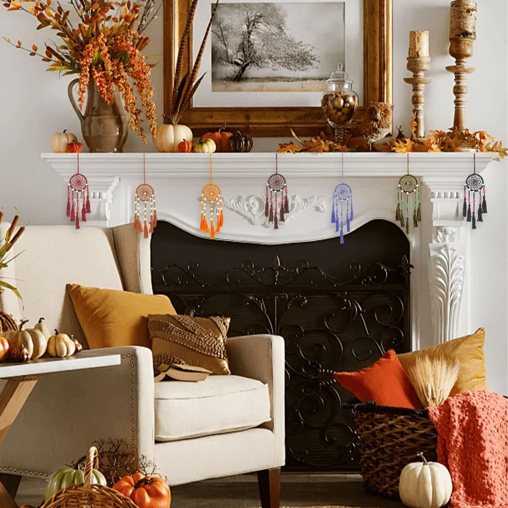 INFUNLY 24PCS DIY Small Dream Catcher Kits for Beginners Colorful Handmade Dreamcatcher Kit for Starters DIY Mini Ornament Making Kit for Bedroom Car Mirror Keychain Bag Bohemian Decoration Craft Gift image number 4