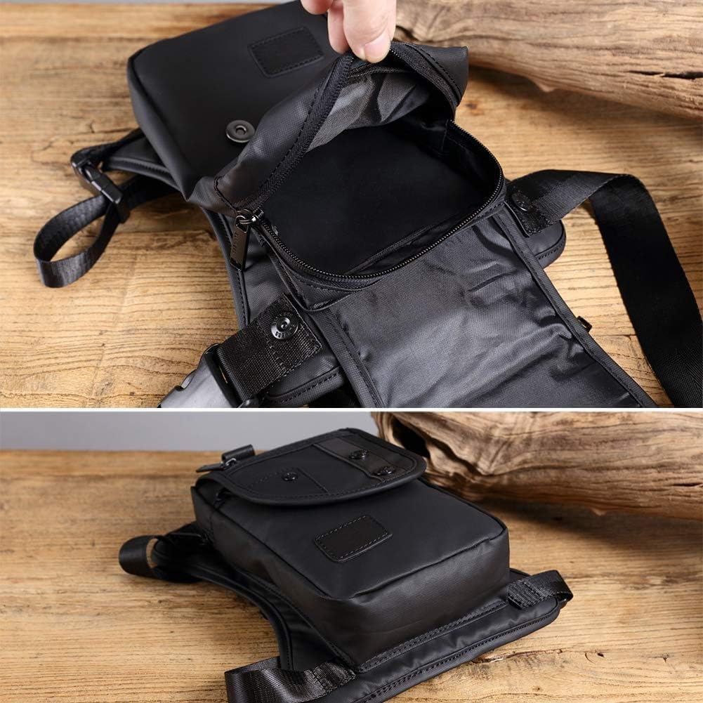 Waterproof Oxford Drop Leg Bag for Men Motorcycle Riding Mens Fanny Pack Multi-Function Travel Fishing Hiking Cycling Black (Black) (Black) image number 1