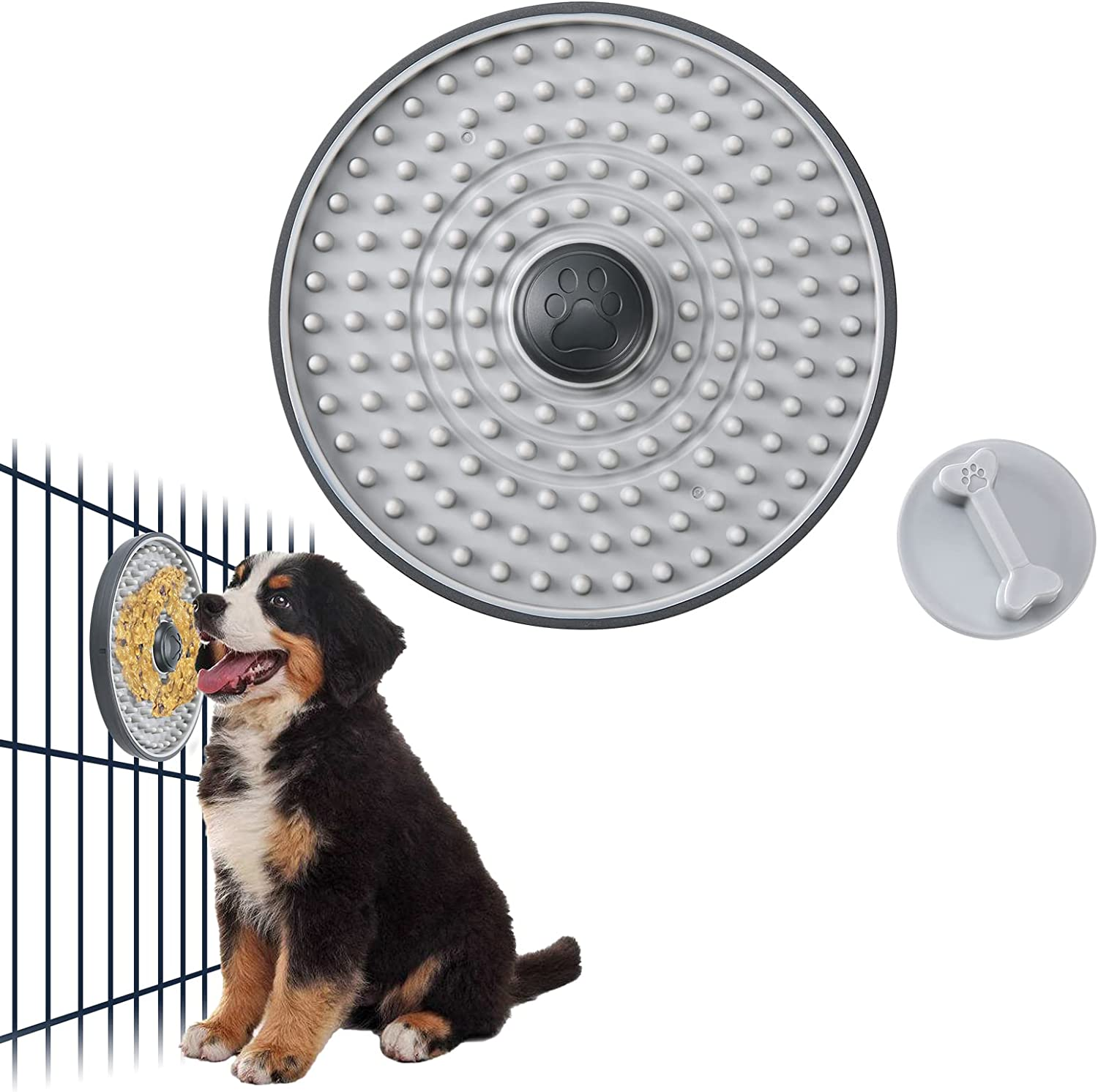 Avont Pet Lick Mat, Dog Treat Pad Licking Plate Slow Feeder for Peanut Butter Wet Food, Soothing Calming Mat for Crate Training Grooming -Grey image number 3