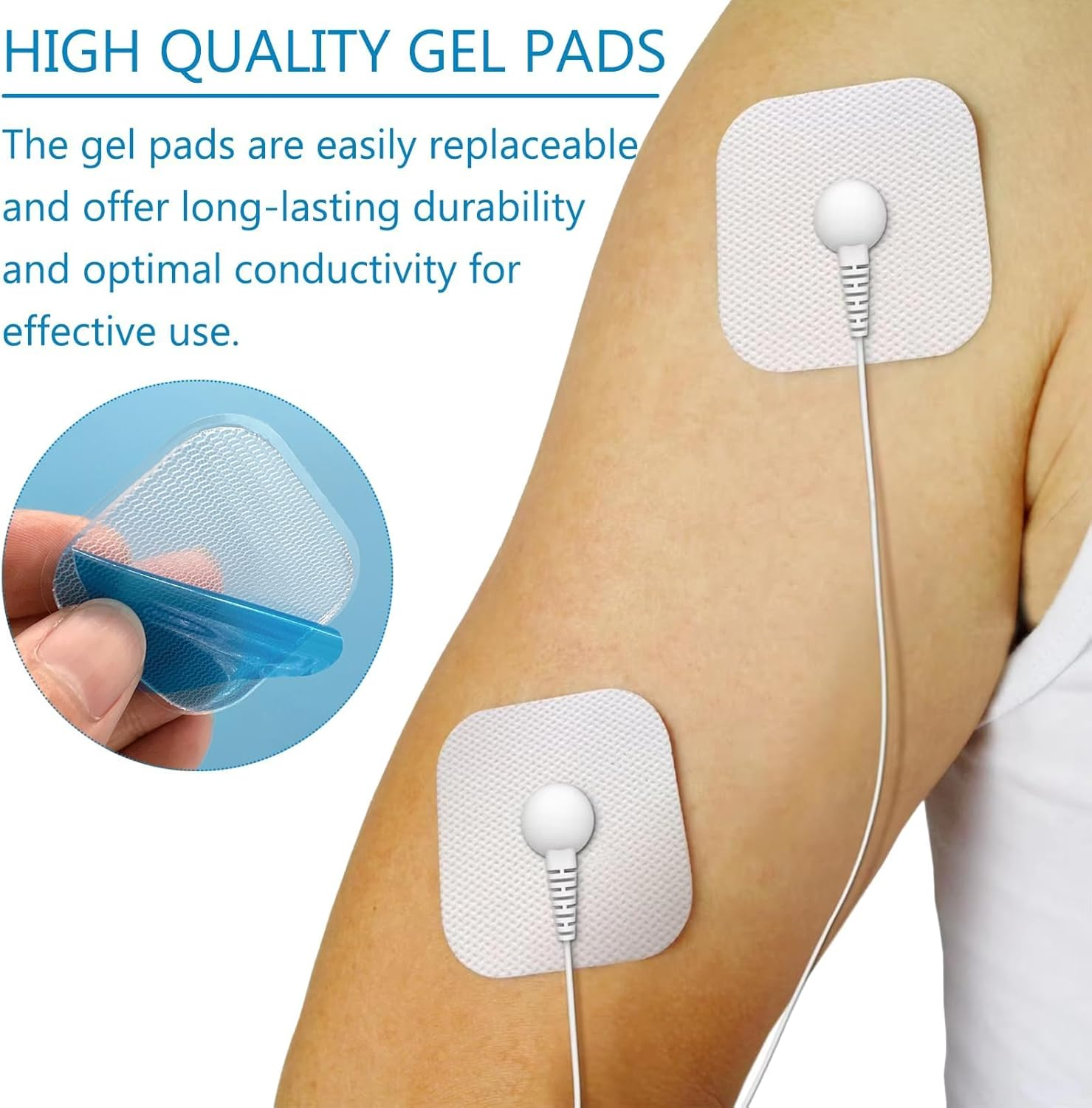 Pack of 20 Replacement Gel Pads, 45 X 45 Mm Electrode Pads for Abdominal Trainer, Applicable to Beurer-Em 59 Gel Pads Replacement Sets, Replacement Gel Pad Compatible with EM 59 Heat Digital TENS image number 2