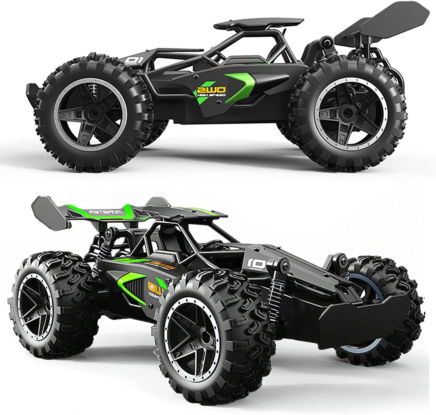 RC Cars G3063R 1:18 Scale 2.4Ghz High Speed Remote Control Car, 15-20 Km/H High Speed Racing RC Truck Electric Toy Car for Kids, 1-Pack Black Green image number 2