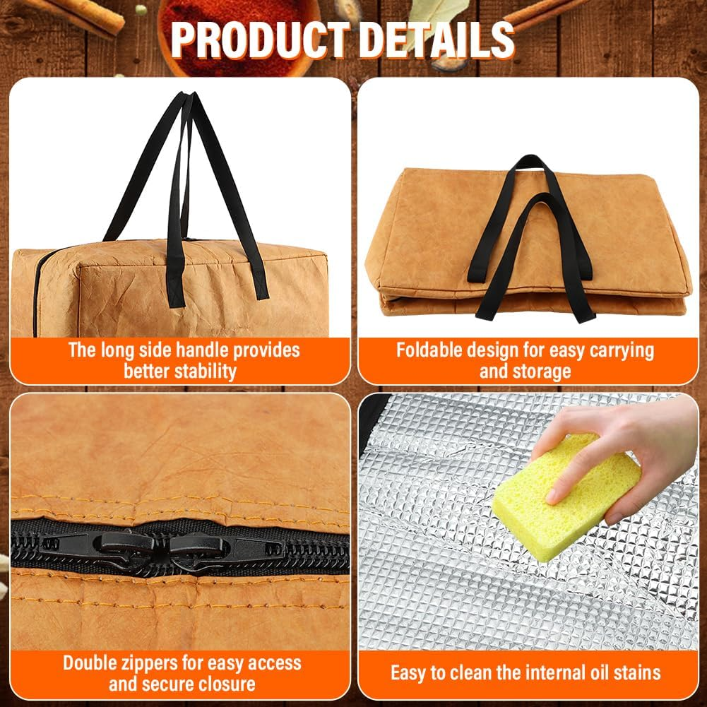 BBQ Blanket Aluminum Foil Insulated for Resting Meat Smoker Grilling with Zipper(Color:Brown)