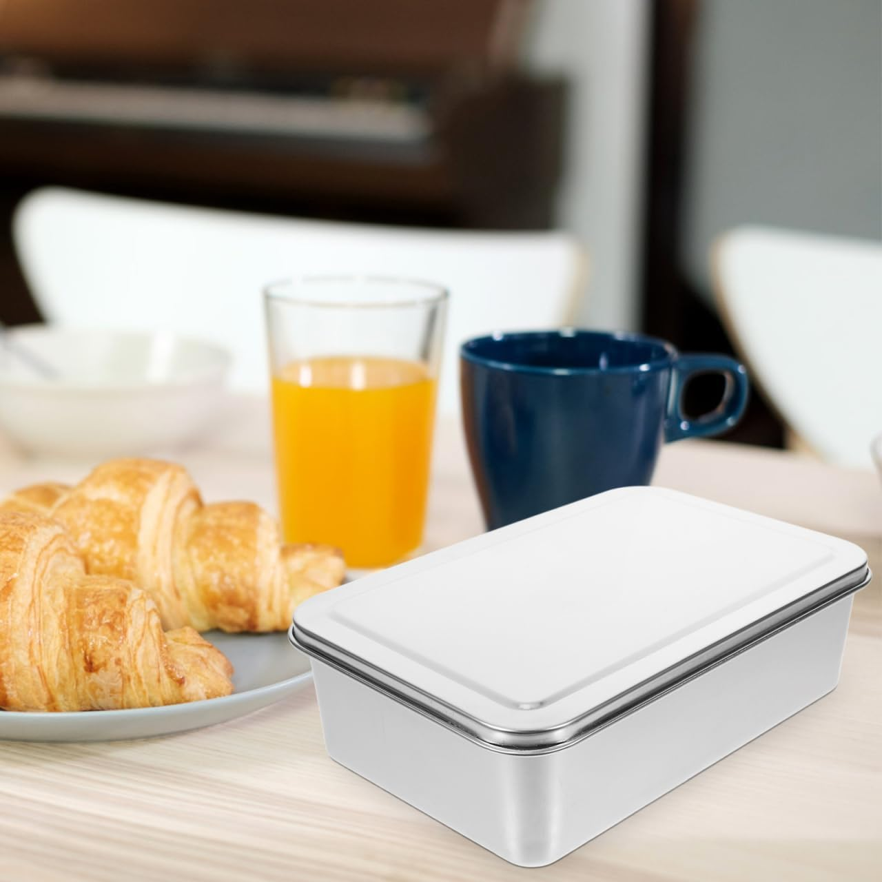 Alipis Stainless Steel Baking Pan with Lid Rectangle Cake Pan Lasagna Pan Metal Baking Tray Cake Box Bakeware for Brownies Cake image number 6