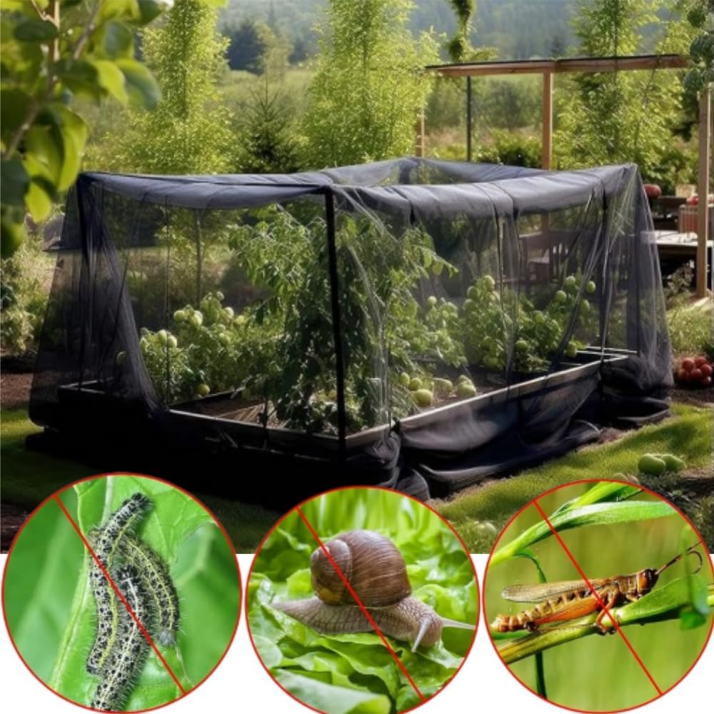 Floating Row Covers Ultra Fine Protection Mesh,2.4 X 4 M Mosquito Insect Bird Net,Bird Netting for Garden,Reusable Plant Cover Protection,Pest Barrier,For Grow Tunnel,Greenhouse,Outdoor Indoor(Black) image number 3