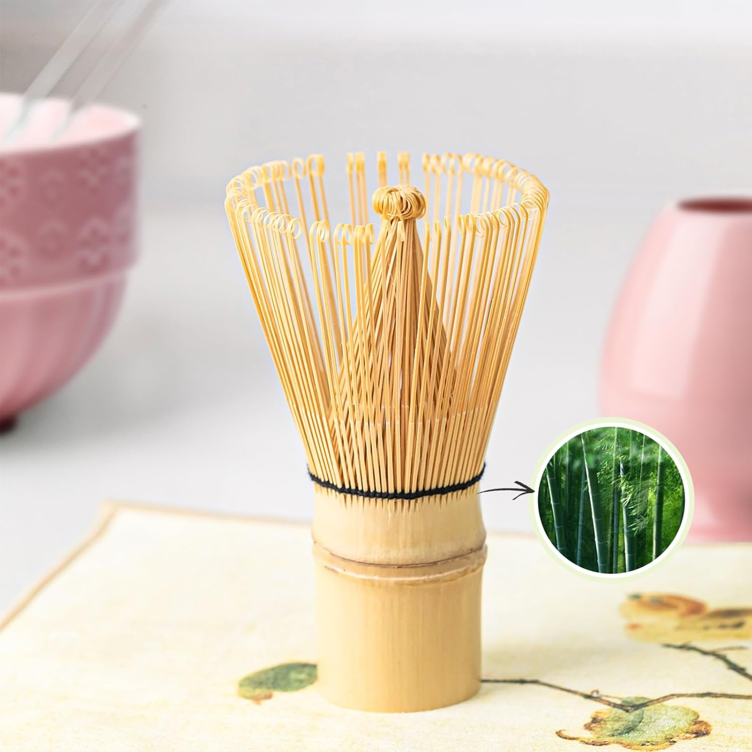 Matcha Tea Set &ndash; 8 Pcs Japanese Matcha Ceremony Kit with Matcha Bowl with Spout, Whisk (Chasen), Scoop (Chashaku),Spoon, Sifter, Tea Cloth (Chakin), Chasen Holder, Ceramic Stand for Scoop