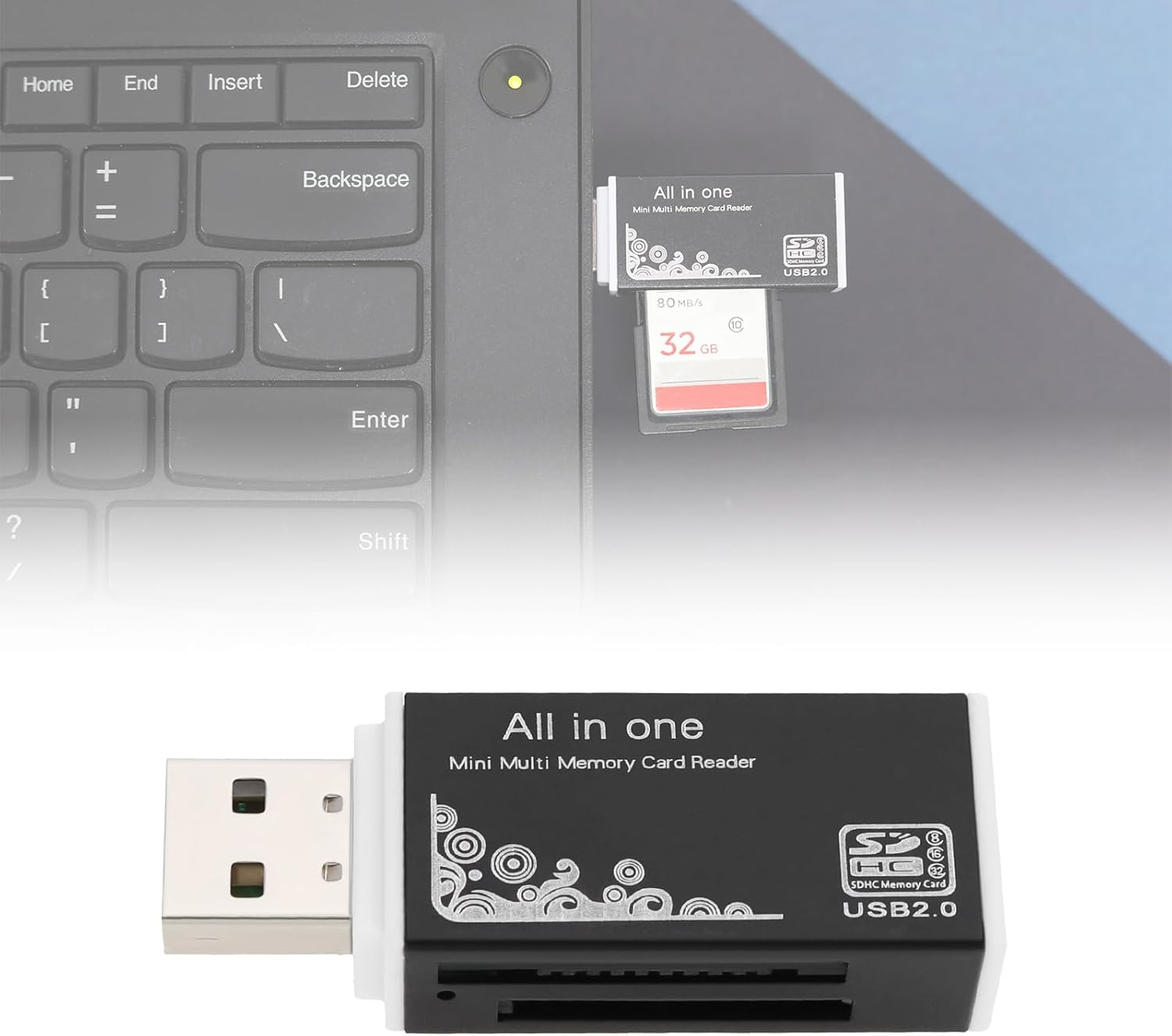 Be in Your Mind 2PCS SD Card Reader to USB Adapter 4-In-1 for MS Duo Pro M2 Card SDXC SDHC MMC RS-MMC Micro SDXC Micro SDHC and TF Card image number 6