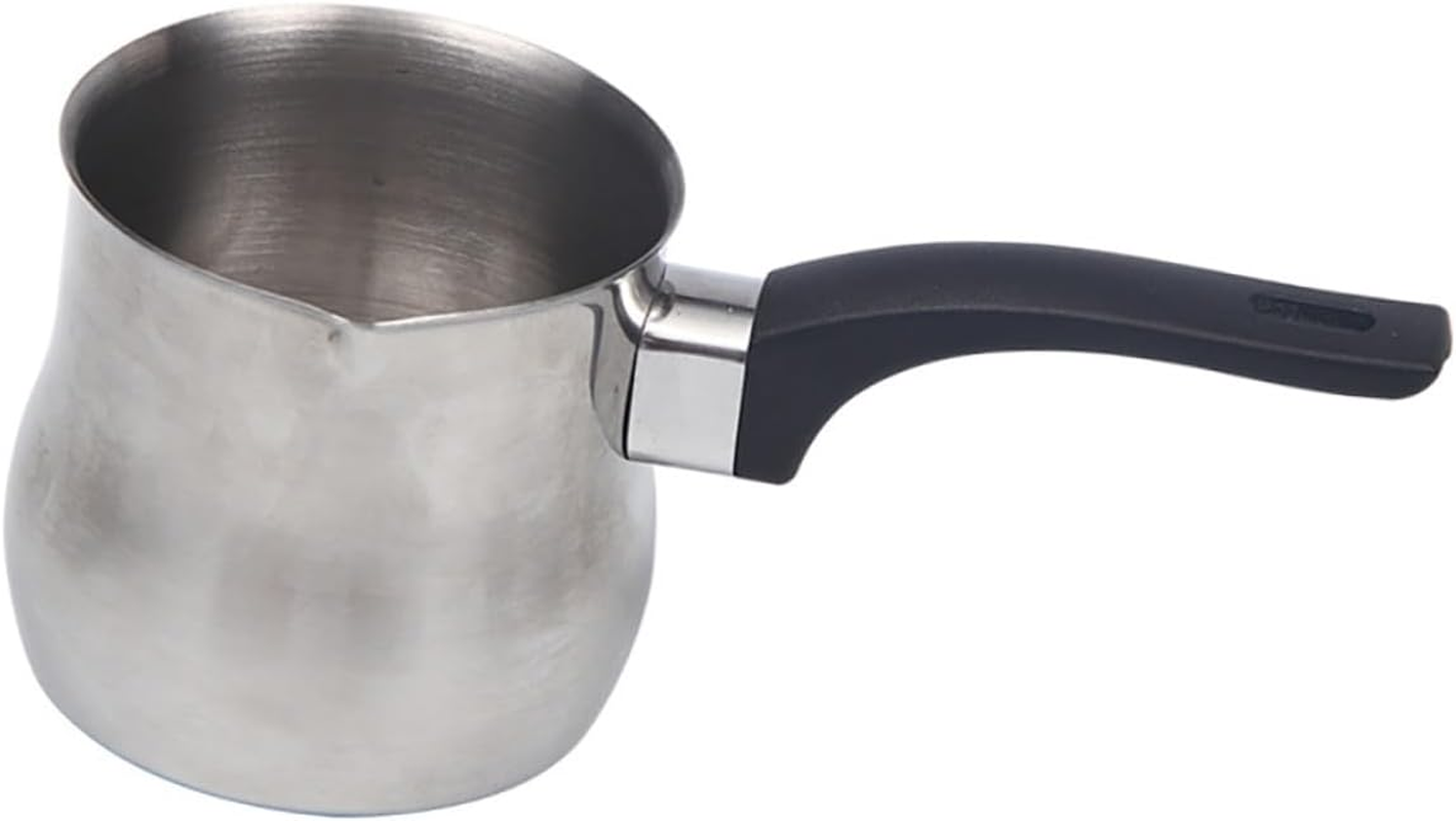 EXQUIMEUBLE Stainless Steel Milk Frothing Pitcher with Drip Spout Ergonomic Handle for Espresso Steaming Coffee Shops Home Use image number 3