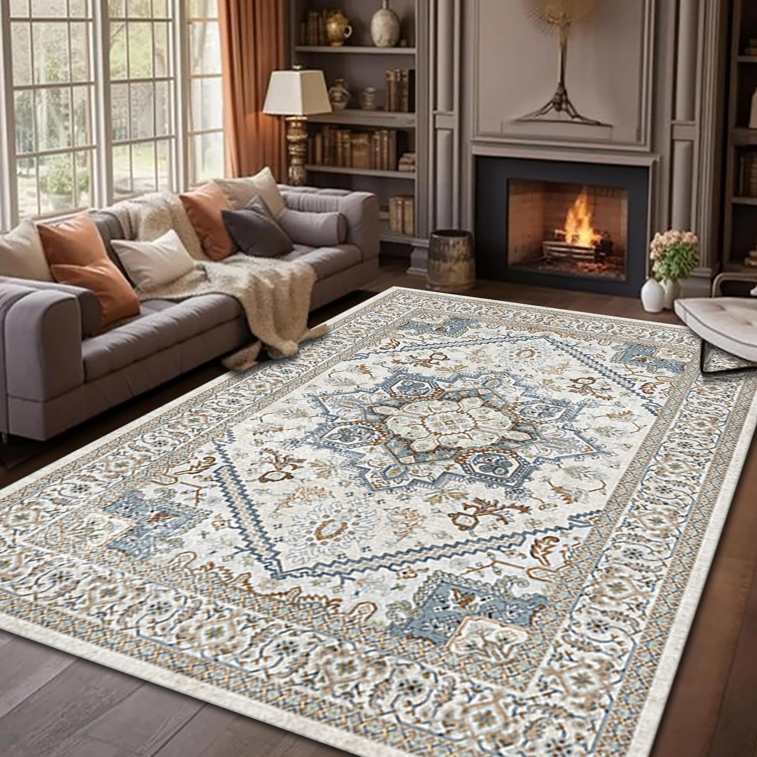 Forubar Boho Area Rugs for Living Room, Washable Persian Rug, Non-Slip Vintage Carpet for Bedroom, Indoor Floor Mat Modern Soft Abstract Rugs (Sytle 4, 160 X 230 Cm) image number 3