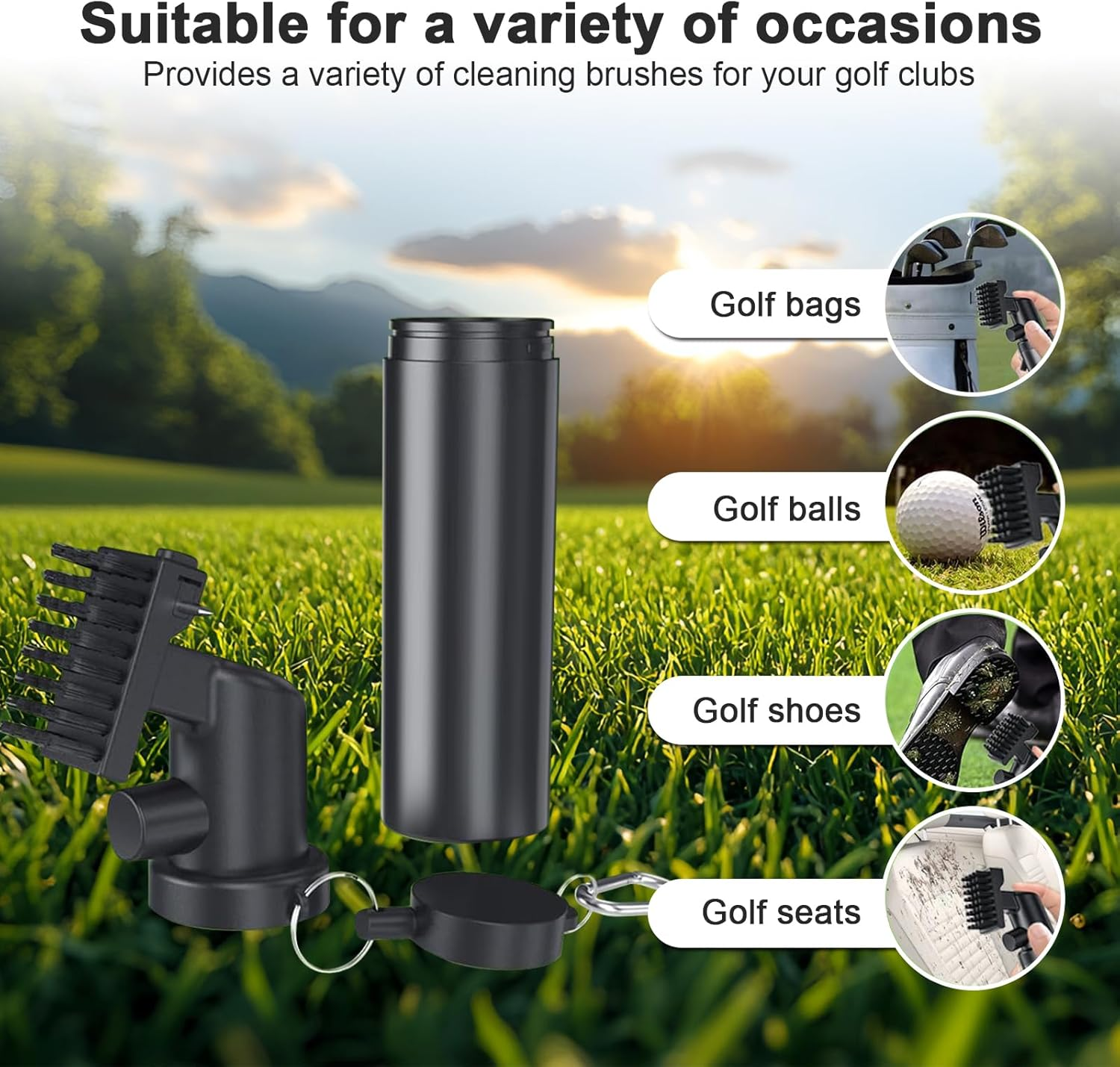 AURIVEE Pro Golf Club Cleaner Set Water Brush with Fixing Clip and 4Oz Bottle of Cleaning Agent Suitable for U & V Shaped Grooves image number 6