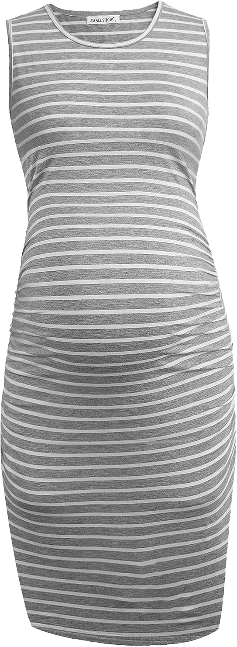 Smallshow Women'S Sleeveless Maternity Dress Ruched Pregnancy Clothes image number 7
