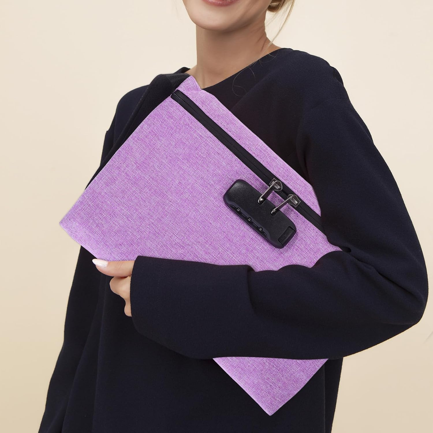 ELAYARD Combination Lock Cash Wallet Waterproof Zippered Bag for Business Travel Document and Jewelry Storage image number 6