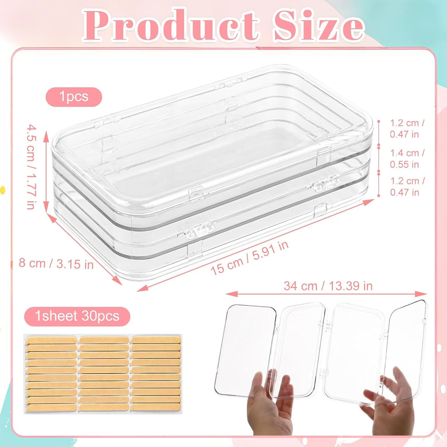 Tri-Fold Press on Nail Organizer Case, Clear Nail Storage Organizer & Nail Box, 4-Page Portable Nail Case for Press on Nails, Nail Display Book with Adhesive Strips for Travel image number 6
