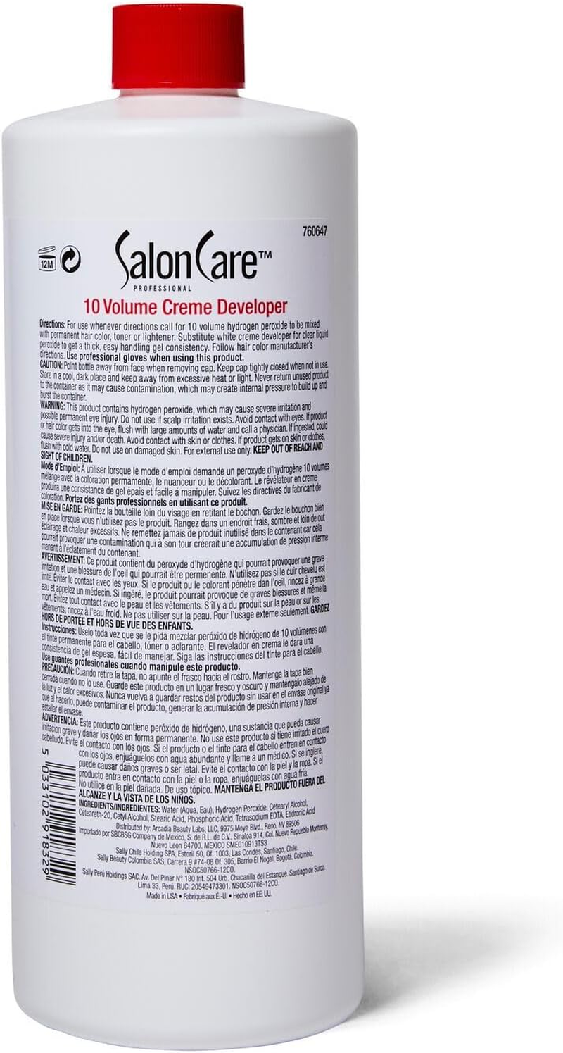 Salon Care 10 Volume Creme Developer, Gentle Lift, Easy to Handle Cream Consistency, 16 Ounce image number 2