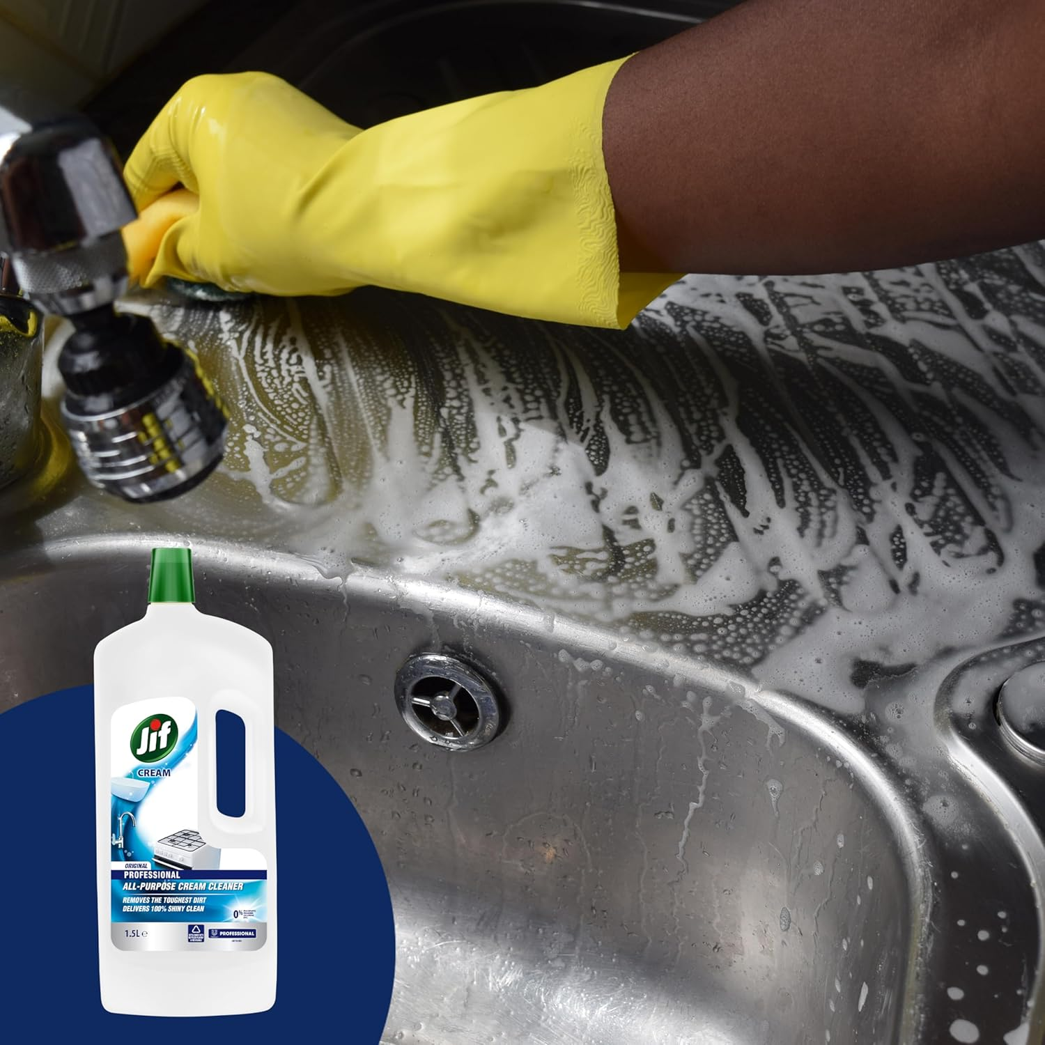 Jif Professional Original Cream Cleanser 1.5L &ndash; Multi-Purpose Surface Cleaner with Natural Micro Crystals &ndash; Plant-Based, Streak-Free, Kitchen & Bathroom Use image number 2