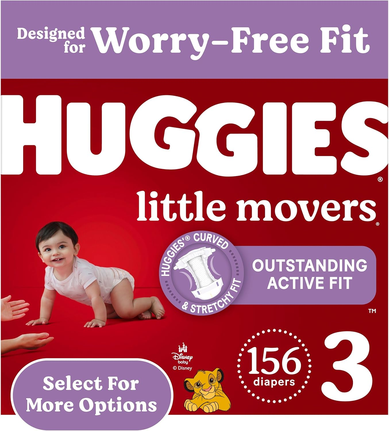 Huggies Baby Diapers Size 3, 156 Ct, Little Movers