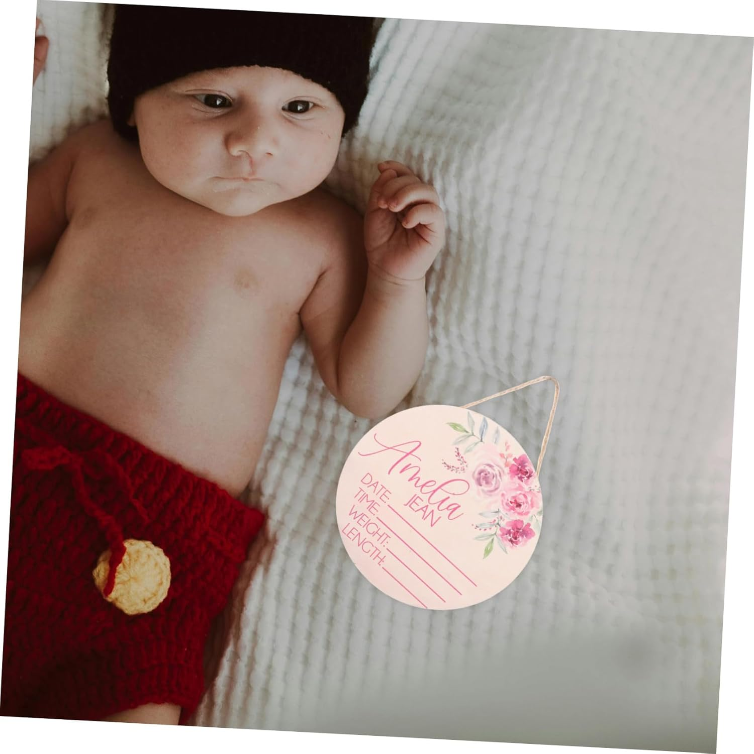 Vaguelly 2Pcs Birth Announcement Sign Name Signs Newborn Welcome for Nursery Decor image number 1