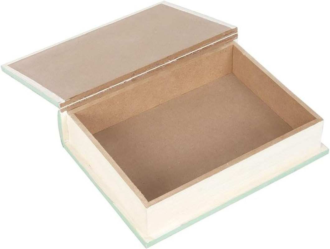 Vintage Book Storage Box, Decorative Myths and Fairy Tales Design, Mint Green with Gold Accents, Hidden Compartment Book Shape image number 4