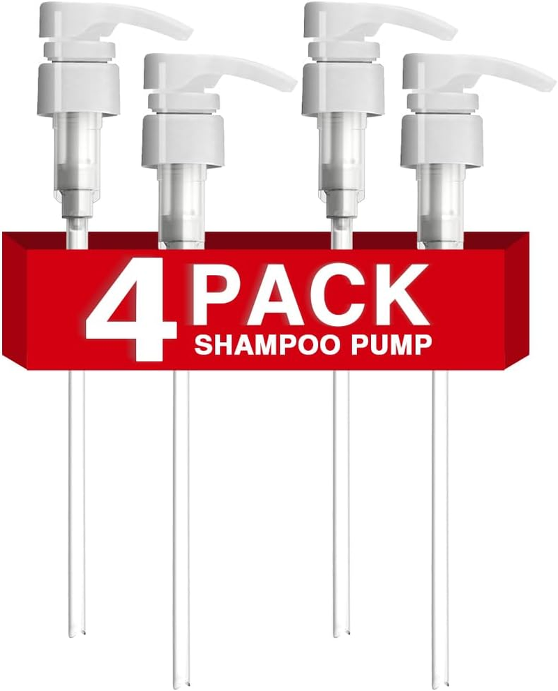 4-Pack Shampoo Pump for Liter 33.8 Oz Shampoo and Conditioner Pump Dispenser Fits Most Salon Bottles with 1.1 Inch Opening, Black & White Replacement Pump Top for Soft Hair Product,Body Wash,Lotion