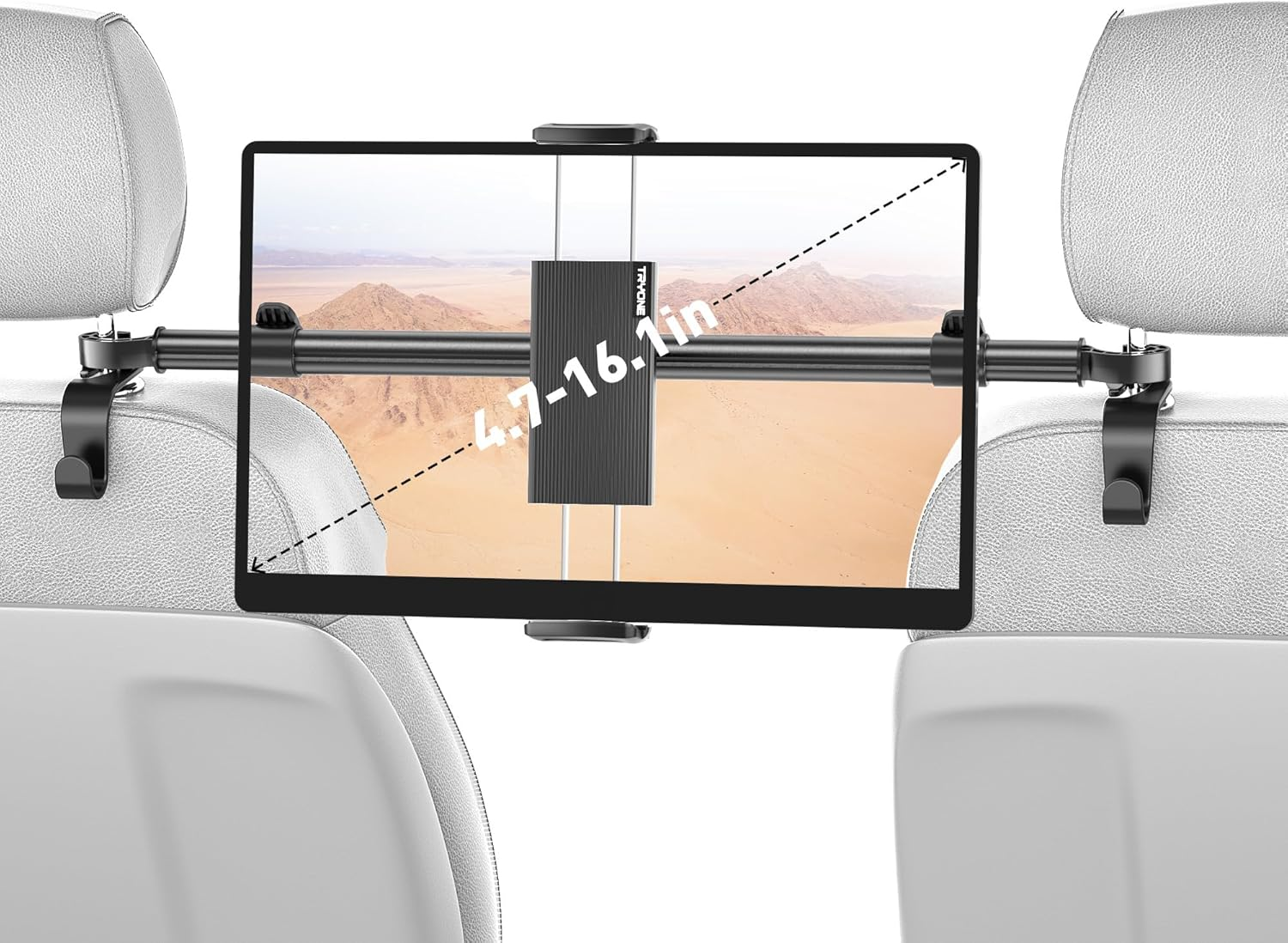 Car Tablet Holder Mount for Ipad: Tryone Headrest Tablet Stand for Car Back Seat Compatible with Ipad Pro Air Mini | Galaxy Tab | Kindle Fire HD | Switch Lite or Other 4.7-12.9" Devices image number 5