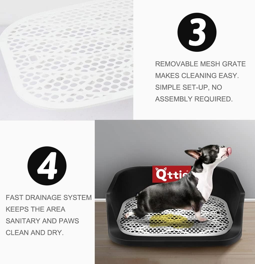 Dog Potty Toilet, Pet Indoor Outdoor Dog Training Toilet, Portable Potty Trainer, 20" X 16" Dogs Potty Training Pads Holder for Small and Medium Dogs (Black) - Navy image number 4