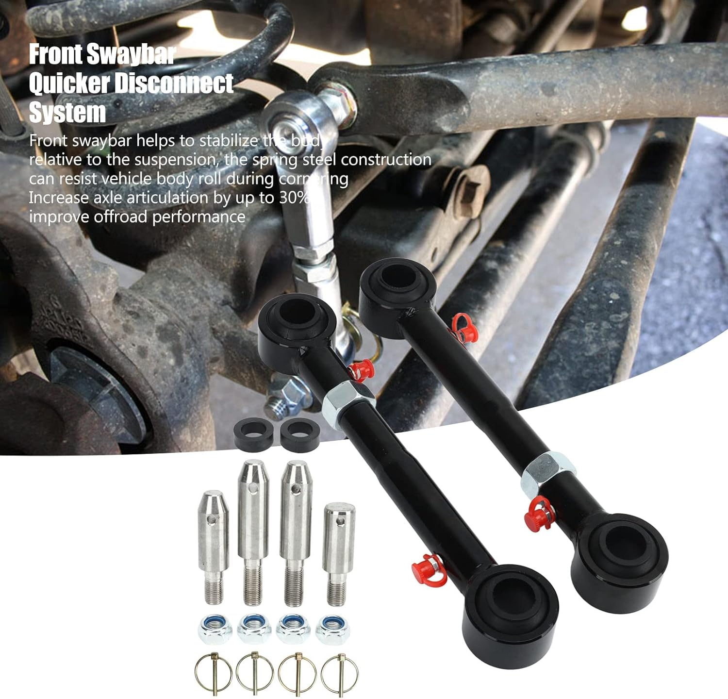 Front Swaybar Quicker Disconnect System for Jeep Wrangler JK JKS, for 2.5-6.0In Lift, Increase Axle Articulation, Stabilize Vehicle Body, Adjustable Sway Bar Disconnects image number 6